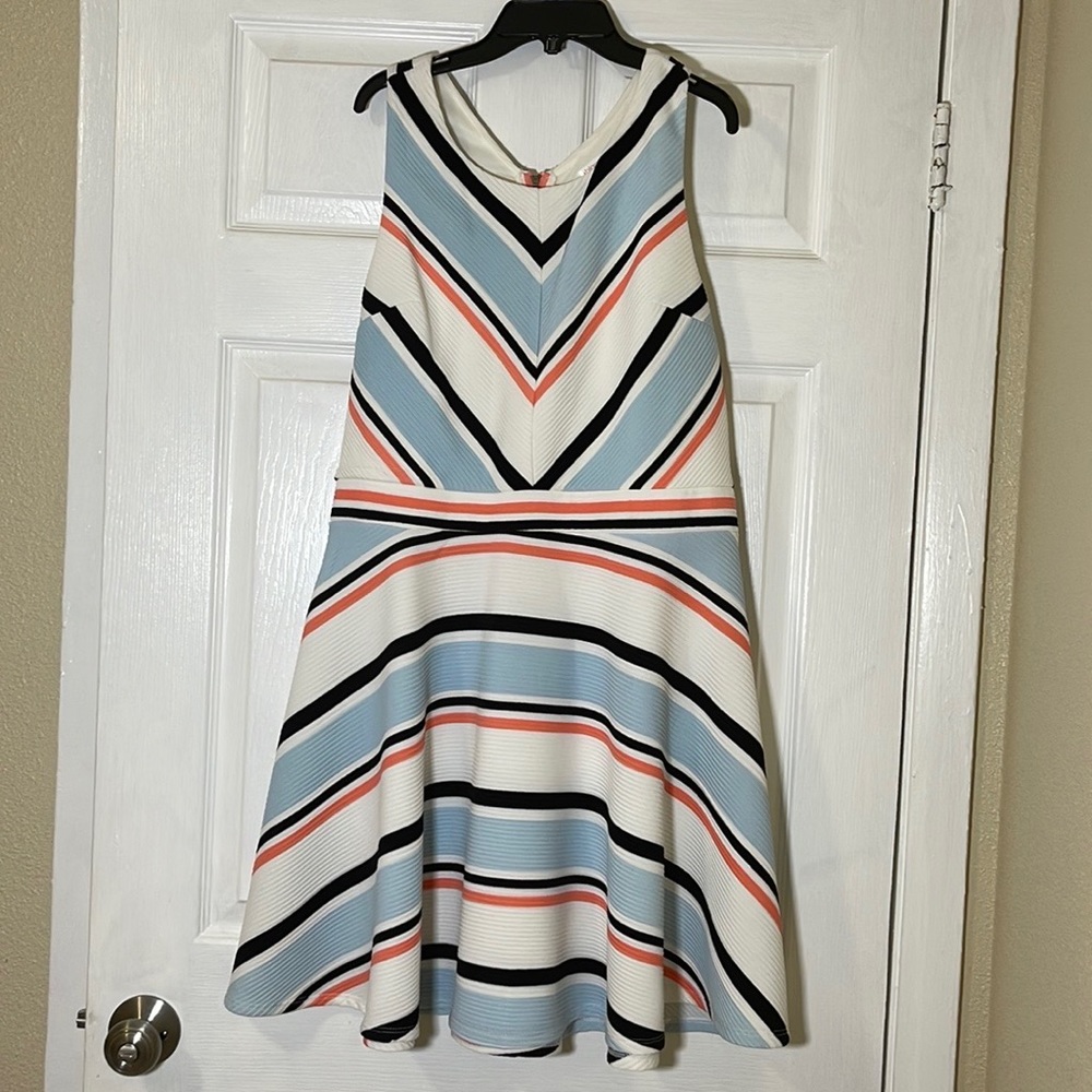 White/Black/Blue/Salmon Dress (NWT)